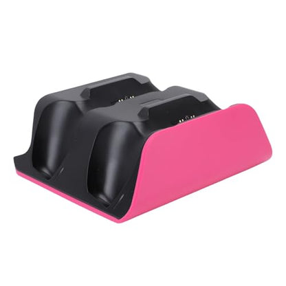 Controller Charging Station, Dual Game Console Charger Dock with Storage Stand, USB Cable, Pink Black for PlayStation Xbox - color: Pink Black