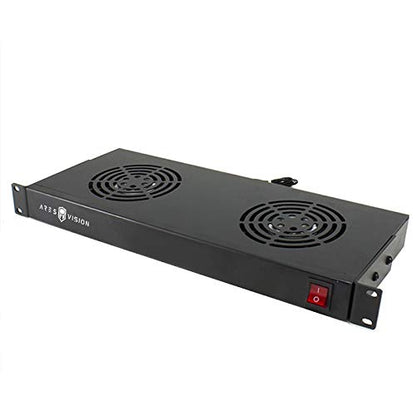 Dual 1U Cooling Air Circulating Fans for 19'' Wide Standard Server Cabinet/Rack (Dual Fans)