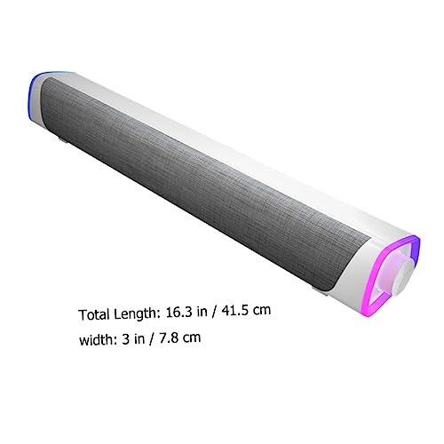 Angoily Computer Soundbar Gaming Soundbar for Monitor Dual Speaker Sound Box Stereo Speaker Music Player for White - color: White
