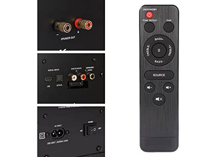 Monolith Powered Desktop Speakers - 100-Watt with Optical and USB Inputs, Subwoofer Output, Bluetooth aptX HD, Remote Control Included, for PCs and Laptops, Black, MTM-100