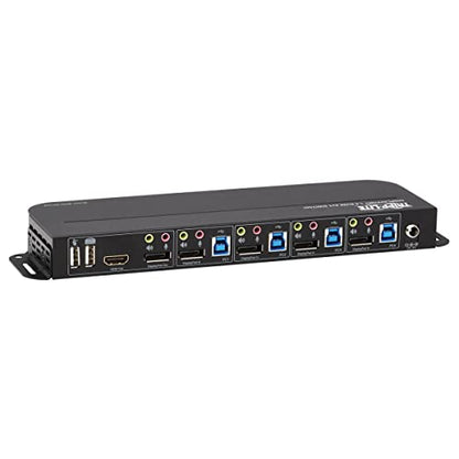 Tripp Lite 4 Port DisplayPort USB KVM Switch, Quad Port DP USB KVM Switch, 4K 60 Hz, HDR, HDCP 2.2, DP 1.4, USB 3.0 Cables, Black (B005-DPUA4)