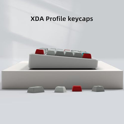 dagaladoo Keyboard keycaps Set,PBT keycaps 60% 65% 75% 100%,dye-Sublimation XDA Profile Custom Key caps for Cherry-mx Full Size Retro Mechanical Keyboard (Retro Grey/Red/Green),only keycaps - color: Retro Light Grey