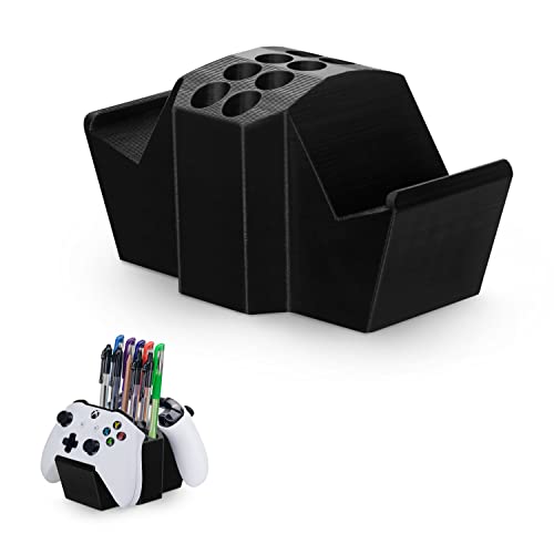 Game Controller Holder & Desktop Pen Organizer Stand With Ten Slots for Pens, Pencils, Stationery, Craft Tools & More - Universal Design for PS5 XBOX SERIES X ONE PS4 SWITCH PC Gamepads - D05 - Black - color: Controller & Stationary Black