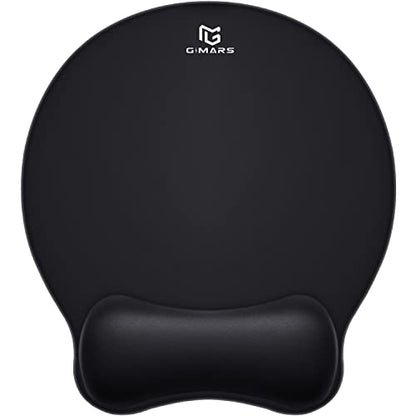 Gimars Upgrade Round Mouse Pad with Wrist Rest, Enlarge Smooth Superfine Fibre Memory Foam Ergonomic Comfortable Gaming Mousepad with Nonslip Base for Pain Relief, Laptop Computer Office, 10.8 x 9.7'' - color: Black-round