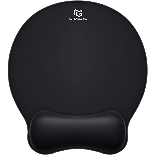 Gimars Upgrade Round Mouse Pad with Wrist Rest, Enlarge Smooth Superfine Fibre Memory Foam Ergonomic Comfortable Gaming Mousepad with Nonslip Base for Pain Relief, Laptop Computer Office, 10.8 x 9.7'' - color: Black-round