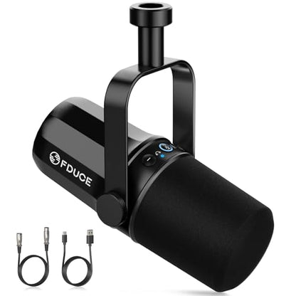 FDUCE SL40 USB/XLR Dynamic Microphone for Podcasting, Gaming, Live Streaming and Recording, Built-in Headphone Output, LED Mute Button, All Metal, Voice Isolation Technology - style: SL40