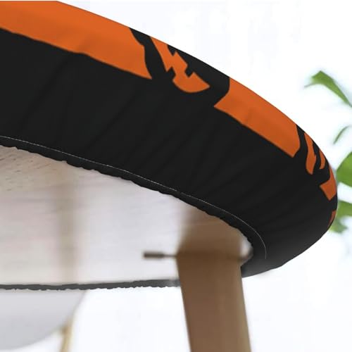 Famame Halloween Witch Moon Pumpkins Round Fitted Tablecloth with Elastic Protector Table Kitchen Dinner Waterproof Oil-Proof Table Covers Fits 40"-44", Small - color: Halloween Witch Moon Pumpkins, size: Small (40"-44")