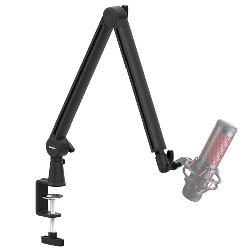 Microphone Arm, 360°Rotatable Broadcasting Boom Arm,Premium Microphone Boom Arm with Cable Management, Mic Boom Arm for Podcasts, Streaming, Gaming, Home Office, Recording - color: Dark Black