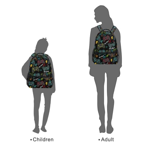 Video Game Backpack Bookbag Gamer Gaming Daypack Travel Hiking Camping School Laptop Bag - color: Multi Pattern 16