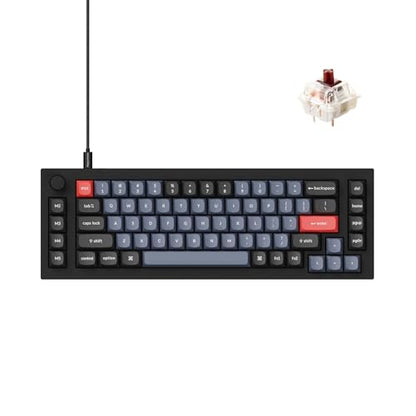 Keychron Q65 Wired 65% Layout Compact Mechanical Keyboard, QMK/VIA Macro Keys Knob Hot-Swappable Aluminum Body Gaming 1000 Hz Polling Rate Compatible with Mac Windows Linux-Gateron Brown Switch - color: Carbon Black-Brown Switch