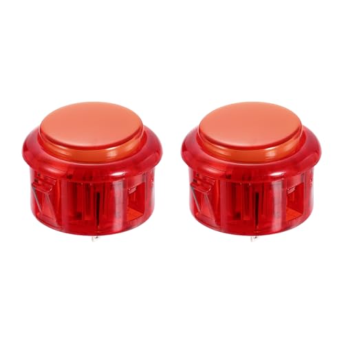 Nexarelle 2 Pcs Arcade LED Lights Push Button (30mm) - 5A 12/24V LED Illuminated Game Push Button for Arcade Machine/Fighting Stick/Video Gaming Controller, Red - color: Red