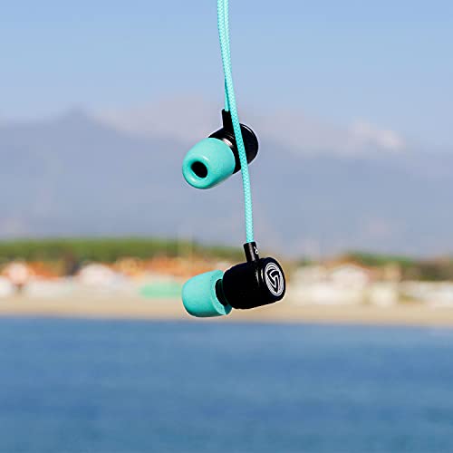 LUDOS Ultra Wired Earbuds in-Ear Headphones, 5 Years Warranty, Earphones with Mic, Noise Isolating Ear Buds, Memory Foam for iPhone, Samsung, School Students, Kids, Women, Small Ears - Turquoise - color: Turquoise, style: 3.5 mm