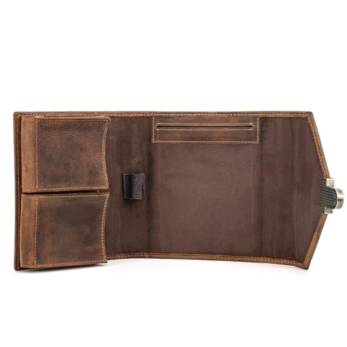 CONTACTS Full Grain Leather Playing Card Case for 2 Decks | Handmade, Playing Card Holder, A6 Notepad Pocket, Poker Card Travel Case for Adults - size: Standard