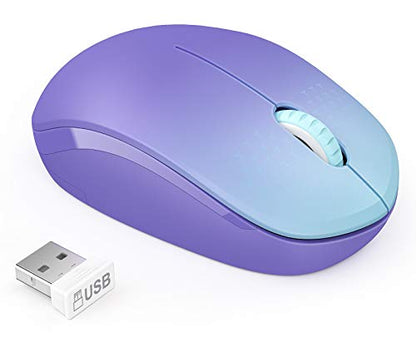 seenda Wireless Mouse, 2.4G Noiseless Mouse with USB Receiver Portable Computer Mice for PC, Tablet, Laptop, Notebook Chromebook - Gradient Purple - color: Gradient Purple