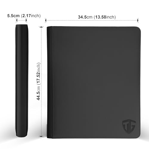 16 Pockets Trading Card Zipper Binder for 1000+ Cards| Secure Side Loading Pockets | Trading Card Album Folder | Compatible with YuGiOh, MTG,Sports Cards (Black 16) - color: Black 16