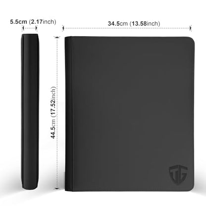 16 Pockets Trading Card Zipper Binder for 1000+ Cards| Secure Side Loading Pockets | Trading Card Album Folder | Compatible with YuGiOh, MTG,Sports Cards (Black 16) - color: Black 16
