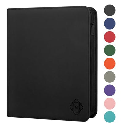 Premium Card Binder 12 Pocket for 720 Pockets Trading Card Binder, PU Zipper Card Collection Album, Sturdy Side-Loading Card Book Holder for MTG, TCG, Game Cards, Sports Cards - color: 12 Black