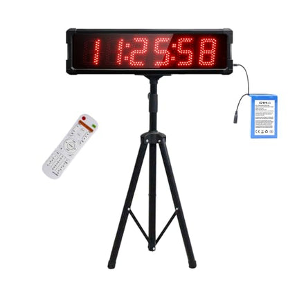 Race Clock with Tripod for Running Events, Large LED Stopwatch with Remote,Countdown/Count up Gym Timer for Home,Wall Digital Time Clocks - style: waterproof+red