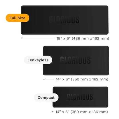 Glorious Gaming Sound Dampening Keyboard Mat - Stitched Edges, Absorbs Keyboard Sounds & Vibrations, Machine Washable, Non-Slip Base, Fits Most Full Size Keybaords, 19.13 x 6.38 x 0.16mm - Black - size: Full Size