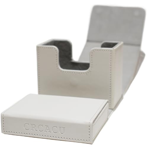 Card Deck Box for Trading Cards Battle Fits 60+ Double-Sleeved Cards anti-loss design for Dice tray and Accessories (white) - color: white