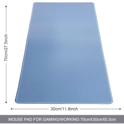 Large Gaming Mouse Pad, Non-Slip Rubber Base, [27.5x11.8IN] Computer Desk Mat for PC, Mac, Laptop - Stitched Edges and Smooth Surface for Office, Home, Work-70x30 IceblueJ - color: 70x30 IceblueJ