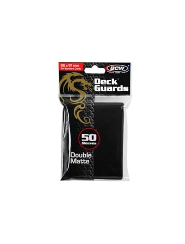 BCW 1 Box Premium Black Double Matte Deck Guard Sleeve Protectors for Collectable Gaming Cards Like Magic The Gathering MTG, Pokemon, YU-GI-OH!, & More.