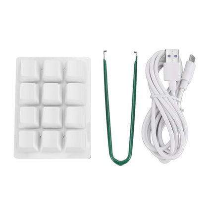 12 Key Programmable Macro Keyboard, One Handed Mechanical Gaming Keypad with Hot Swappable Red Switches, USB C Wired Mini Macropad for PC, Customizable RGB Backlit - color: White