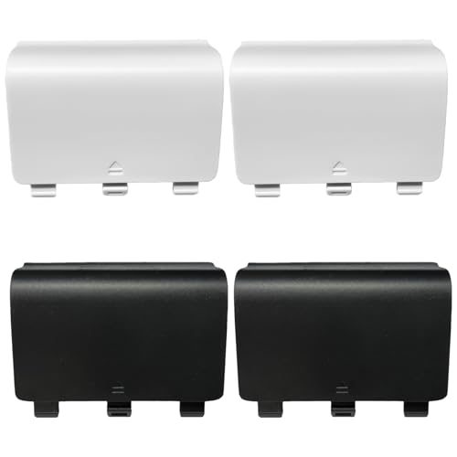 GuiXiong 4 Pack Battery Back Cover for Xbox One/One X/One S Controller, One Controller Battery Cover Door Battery Back Shell Repair Part Compatible with Xbox One/One X/One S Controller (Black&White) - color: Black&White