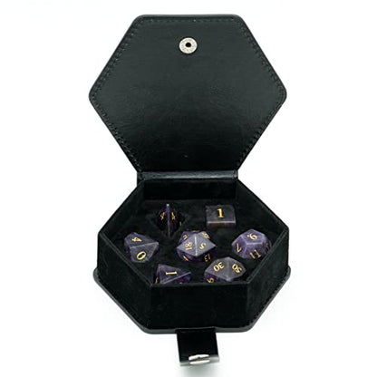 UDIXI Amethyst Gemstone Dice Set D&D Stone DND Dice Set for Tabletop Games | Natural Stone, Premium Gift Box, DM Gift, for Dungeons and Dragons Role Playing Games - color: Amethyst