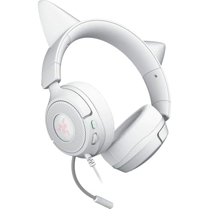 Razer Kraken Kitty V3 X Wired Gaming Headset, Kitty Ears, White | HyperClear Cardioid Mic, 40 mm Drivers, 7.1 Surround Sound, Comfy Ear Cushions, Cross-Platform via 3.5mm PC, PS5, Xbox - color: Mercury White