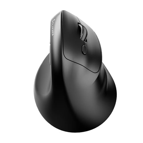 SOLAKAKA SM520 Ergonomic Wireless Mouse with 24,000 DPI, Black | BT5.0/2.4GHz/USB-C, Comfortable Vertical Design, Rechargeable Battery, Programmable Side Button, for Desktop, PC, Laptop - color: black
