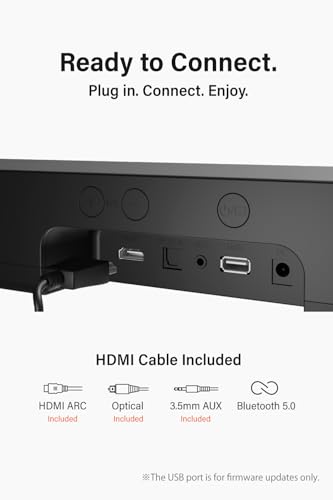 FUNLOGY Sound Bar for Smart TV, 100W 2.1ch Bluetooth 5.0 Soundbar with HDMI ARC, Optical & AUX, Remote Control, for Projector and Gaming, Black - color: Black