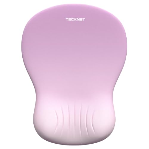 TECKNET Ergonomic Mouse Pad with Wrist Rest, Memory Foam Mousepad with Wrist Support, Smooth Surface, Middle Concave & Non-Slip Base for Laptop/PC, Pain Relief for Home Office Gaming, Light Purple - color: Light Purple