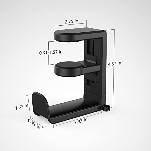 Rotating Headphone Stand - EURPMASK PC Gaming Headset Stand, Adjustable Clamp-on Headphone Holder, Headphone Hanger Hook Under Desk with 360 Degree Swivel&Cable Clip Organizer - Black, 2 Pack - color: Black_2 Pack