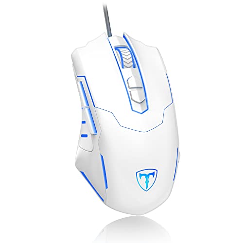 Wired Gaming Mouse, PC Gaming Mice [Breathing RGB LED] [Plug Play] High-Precision Adjustable 7200 DPI, 7 Programmable Buttons, Ergonomic Computer USB Mouse Windows/PC/Mac/Laptop Gamer-White