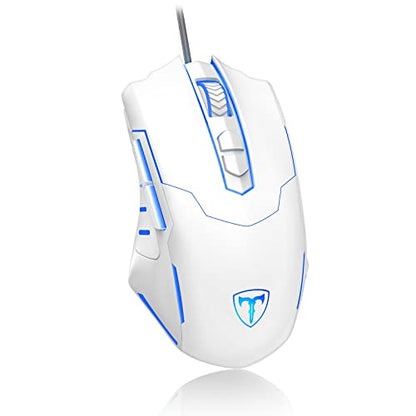 Wired Gaming Mouse, PC Gaming Mice [Breathing RGB LED] [Plug Play] High-Precision Adjustable 7200 DPI, 7 Programmable Buttons, Ergonomic Computer USB Mouse Windows/PC/Mac/Laptop Gamer-White