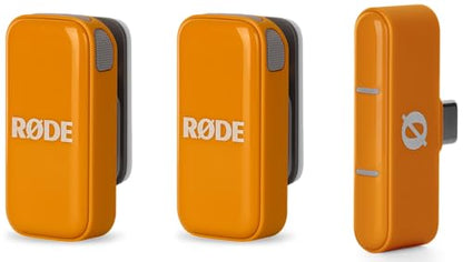 RØDE Wireless Micro - Compact Wireless Microphone, Two Mics with Charge Case for Smartphone Content Creation - USB-C, Orange | USB-C Receiver, 2 Clip-on Omni Mics, Gainassist, Charging Case Up to 21h, 100m Plus Range - color: USB-C Orange