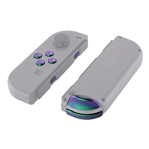 eXtremeRate Green Purple Chameleon Glossy Replacement ABXY Direction Keys SR SL L R ZR ZL Trigger Buttons and Springs, Full Set Buttons with Tools for Nintendo Switch Joycon & Switch OLED Joy con - color: Chameleon Green Purple