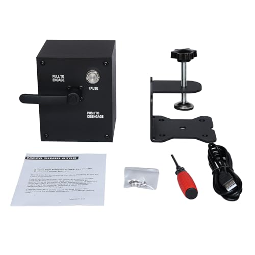 Meza- Flight Simulator Parking Brake Lever with Pause Button, Desk Clamp Mount, USB Plug and Play for MSFS 2020/2024, X-Plane and PC