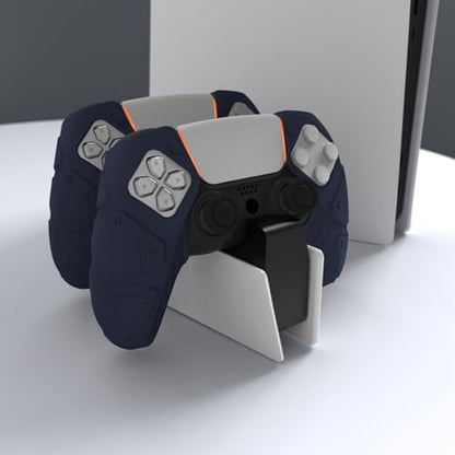PlayVital Mecha Edition Midnight Blue Ergonomic Soft Controller Silicone Case Grips for ps5, Rubber Protector Skins with Thumbstick Caps for ps5 Controller - Compatible with Charging Station - color: Midnight Blue