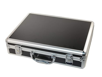 Ursae Minoris Elite Black Aluminum Case with Adjustable Compartments for Transport and Storage of Small Collectible Items and Artifacts, Objets d’Art and Other Fragile Articles - size: Resizeable Compartments