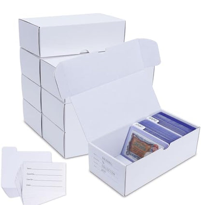 Trading Card Storage Box for toploader, 8-Pack•100 Count Cardboard Top Loaders Storage Box with Dividers & Labels for TCG/Magic/Mtg Organizer and Collection, 7 INCH