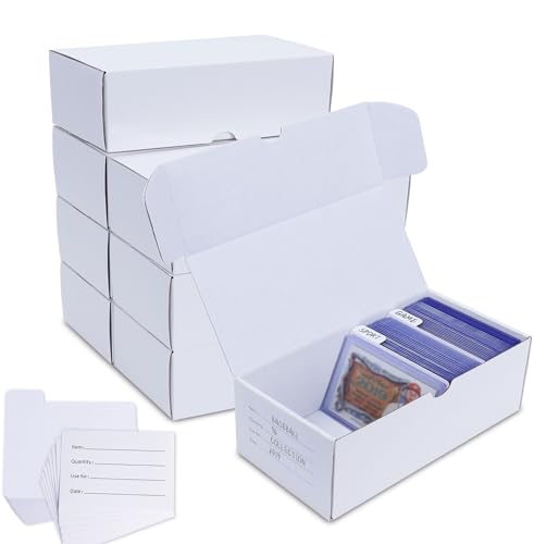 Trading Card Storage Box for toploader, 8-Pack•100 Count Cardboard Top Loaders Storage Box with Dividers & Labels for TCG/Magic/Mtg Organizer and Collection, 7 INCH