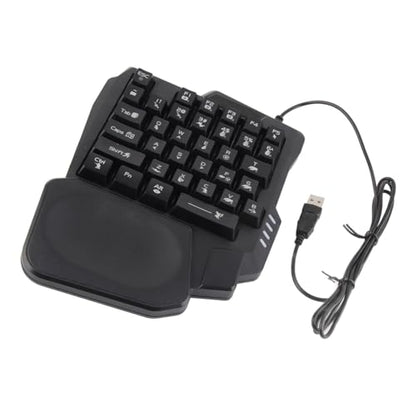 One Handed Gaming Keyboard, RGB Backlit 35 Keys Portable Mini Gaming Keypad Wide Palm Rest Wired USB Single Handed Keyboard for Computer Mobile Games