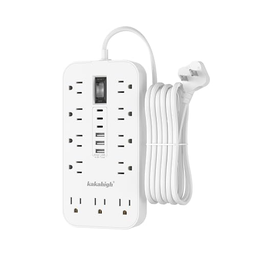 2 Prong Extension Cord with Multiple Outlets - 5 FT | 2 Prong to 3 Prong Outlet Adapter with 11 AC & 6 USB, 3 Prong Adapter 1625W, for Polarized Two Prong Outlet, Old House, White - color: White 2prong, size: 5FT