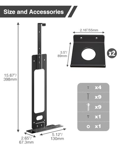 Upgraded Adjustable Console Holder Wall Mount for PS5: Black Gaming Stand for PlayStation 5/PS5 Slim/Pro Digital Disc Edition With 2 Controller Kits Black - color: Black