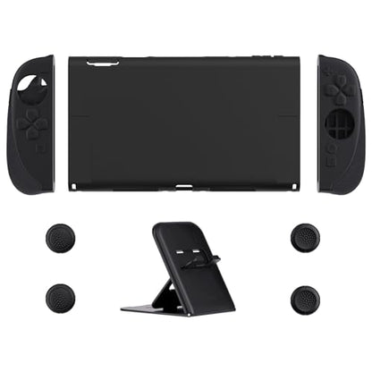 PlayVital Ranger Protective Case for Nintendo Switch 2 with Stand | Ergonomic Anti-Slip Silicone Grips, Dockable Hard Shell, 4 Thumbstick Caps | Quick-Release-Joycon Design Full-Body Cover, Black - color: Black