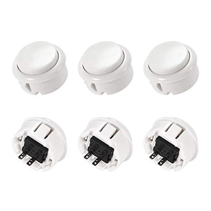 uxcell 30mm Mounting Hole Momentary Game Push Button Switch for Arcade Video Games White 6pcs - color: White