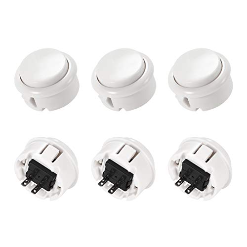 uxcell 30mm Mounting Hole Momentary Game Push Button Switch for Arcade Video Games White 6pcs - color: White