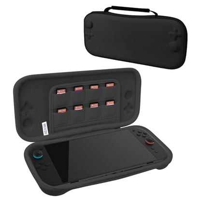 RAVEtone Travel Carrying Case Compatible with Nintendo Switch 2 Model 2025, Ultra Slim Premium EVA Portable Hard Shell Pouch Waterproof Game Bag with 16 Game Cartridge Accessories (Black) - color: Black, style: Slim